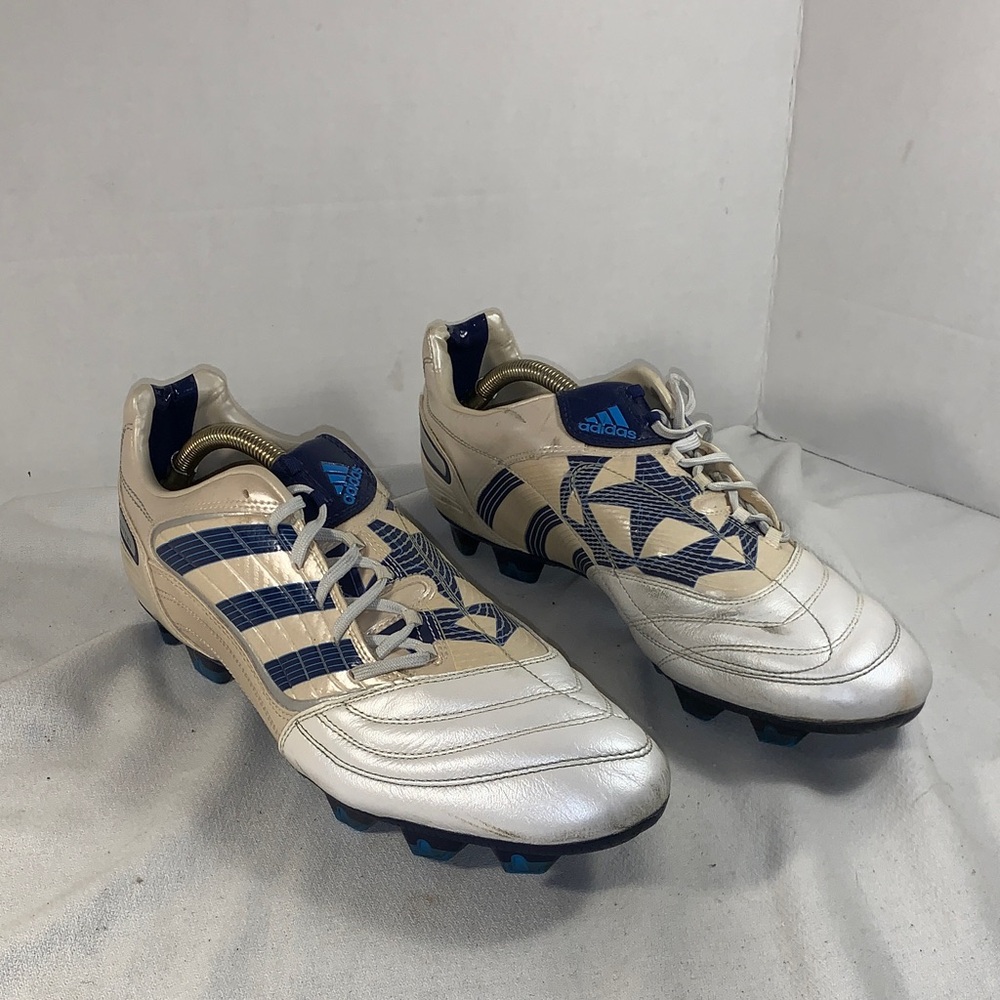 Adidas Men’s Predator x TRX FG White/Navy Cleats — Athletic Soccer Shoes